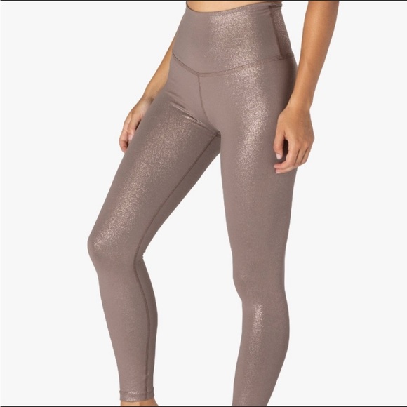 Beyond Yoga Pants - Beyond yoga Twinkle Legging in Mocha Brown & Rose Gold Twinkle XL